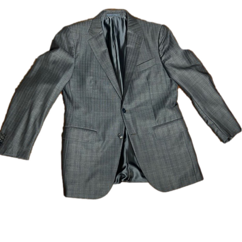 Ermenegildo Zegna Men's Charcoal Check Suit Jacket